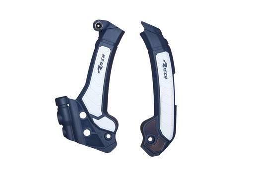 [RTECH-R-PRTHSQBLBN3] RTech Bi-Material Frame Protectors for Husqvarna Bikes (2022-2024) - (Blue/White) 