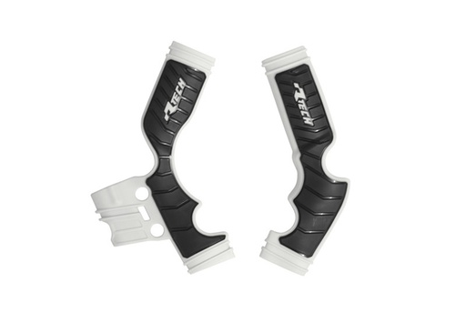 [RTECH-R-PRTKTMBNNR4] RTech Bi-Material Frame Protectors for GasGas, Husqvarna & KTM 65 Series Bikes (2016-2024) - (White/Black)