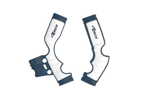 [RTECH-R-PRTKTMBLBN4] RTech Bi-Material Frame Protectors for GasGas, Husqvarna & KTM 65 Series Bikes (2016-2024) - (Blue/White) 