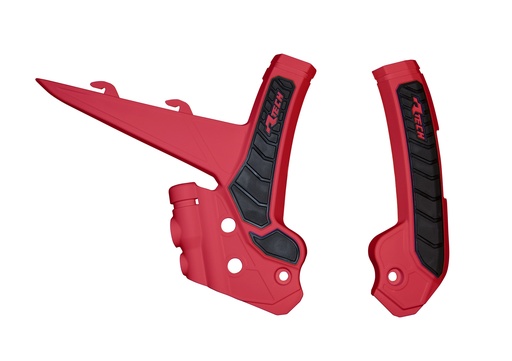 [RTECH-R-PRTGASRGNR1] RTech Bi-Material Frame Protectors for GasGas Bikes (2023-2025) - (GasGas Red/Black)