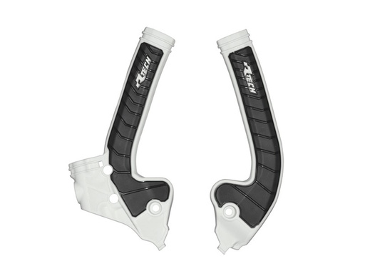 [RTECH-R-PRTKTMBNNR5] RTech Bi-Material Frame Protectors for GasGas, Husqvarna & KTM 85 Series Bikes (2021-2024) - (White/Black) 