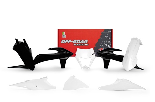 [RTECH-R-KITKTM-BN1-520] RTech Plastic Kit for KTM Bikes (2020-2023) - 6 PCS - (Black/White) 