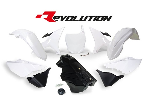 [RTECH-R-KITYZ0-BN0-016] RTech Revolution Plastic Kit for Yamaha Bikes (2002-2022) - 7 PCS - (Black/White)