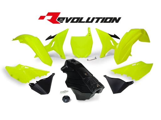 [RTECH-R-KITYZ0-GF0-016] RTech Revolution Plastic Kit for Yamaha Bikes (2002-2022) - 7 PCS - (Neon Yellow/Black)
