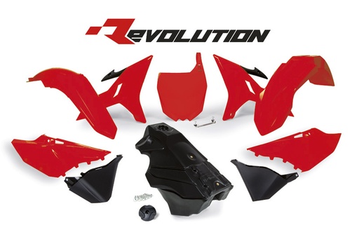 [RTECH-R-KITYZ0-RD0-016] RTech Revolution Plastic Kit for Yamaha Bikes (2002-2022) - 7 PCS - (Red/Black) 