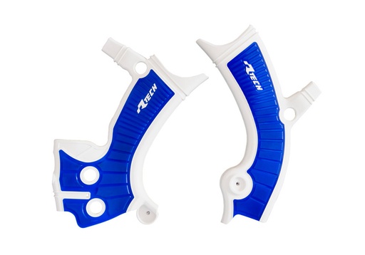[RTECH-R-PRTYZFBNBL1] RTech Bi-Material Frame Protectors for Yamaha Bikes (2018-2023) - (White/Yamaha Blue)