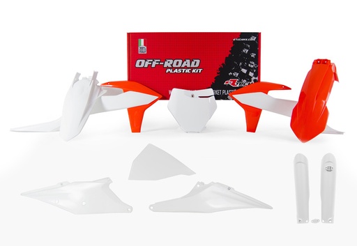 [RTECH-R-KITKTM-OEM-609] RTech Plastic Kit for KTM Bikes (2018-2022) - 7 PCS - (White/KTM Orange) 