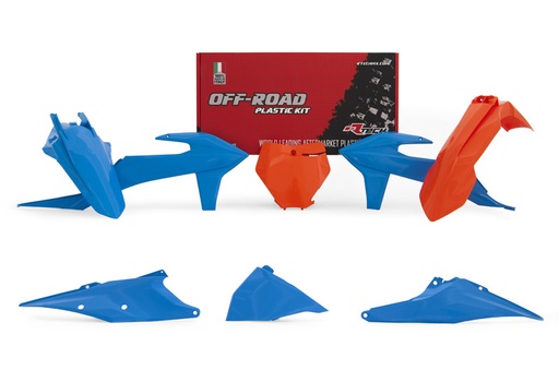 [RTECH-R-KITKTM-CL0-599] RTech Plastic Kit for KTM Bikes (2019-2022) - 6 PCS - (Orange/Vintage Blue)