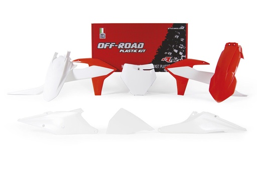 [RTECH-R-KITKTM-OEM-599] RTech Plastic Kit for KTM SX/SXF/XC/XCF Bikes (2019-2022) - 6 PCS - (White/KTM Orange)