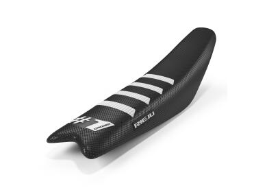 [RIEJU-0/000.040.9119] Rieju Ribbed Seat Cover for MR Series Bikes (2021-2025) - (Black/White)