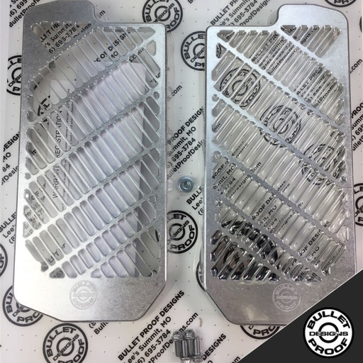 [BPD-RIE-RG-21-SIL] Bullet Proof Designs Aluminum Radiator Guard for GasGas and RIEJU Bikes (2018-2023) - (Silver)