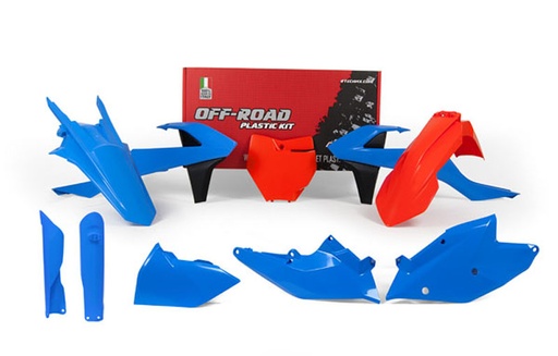 [RTECH-R-KITKTM-CL0-518] R-Tech Plastic Kit for KTM SX, SXF, XC & XCF Bikes (2016 to 2018) - 7 PCS - (Orange / Vintage Light Blue) 