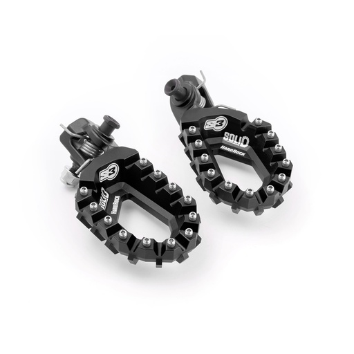[S3-ESE-244-B] S3 Solid HardRock Aluminum Footpegs for Beta, GasGas, Husqvarna & KTM Bikes (2020-2025) - (Black)