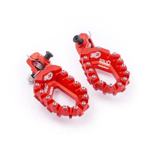 [S3-ESE-244-R] S3 Solid HardRock Aluminum Footpegs for Beta, GasGas, Husqvarna & KTM Bikes (2020-2025) - (Red)