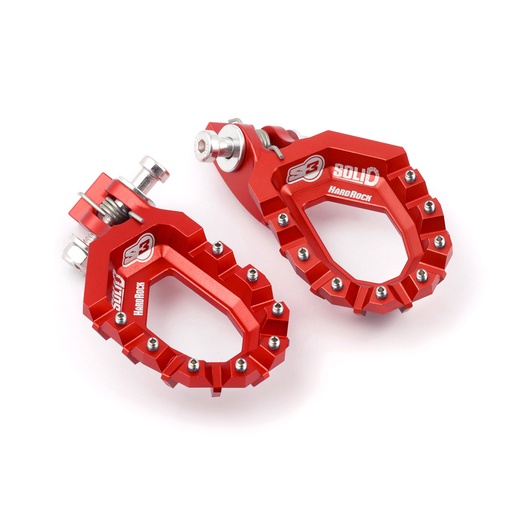 S3 Solid HardRock Aluminum Trials Footpegs for Beta, GasGas, JTG, Sherco, TRRS & Vertigo Bikes (1996-2025) - (Red)