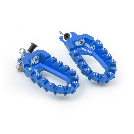 [S3-ESO-700-U] S3 Solid HardRock Enduro Footpegs for Aprilia, GasGas, Husqvarna, Kove, KTM, Sherco & Yamaha Bikes (2008-2025) - (Blue)