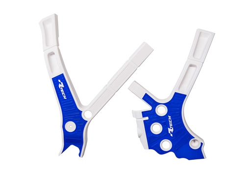 [RTECH-R-PRTYZ0BNBL2] RTech Bi-Material Frame Protectors for Fantic & Yamaha Bikes (2005-2024) - (Blue/White)