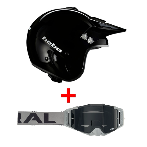 [CPD-HC1101N-SM/CS23-GRY] Hebo Zone Classic Mono Helmet + Viral Alpha Goggles Bundle - Small - (Black/Grey)