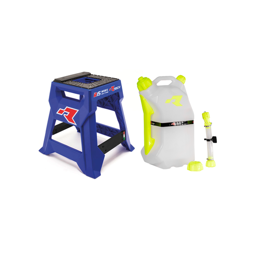 [CPD-CAVMX0015BL-GASCAGI0017] RTech R15 Worx Bike Stand + 4 Gal Gas Can Bundle -Blue