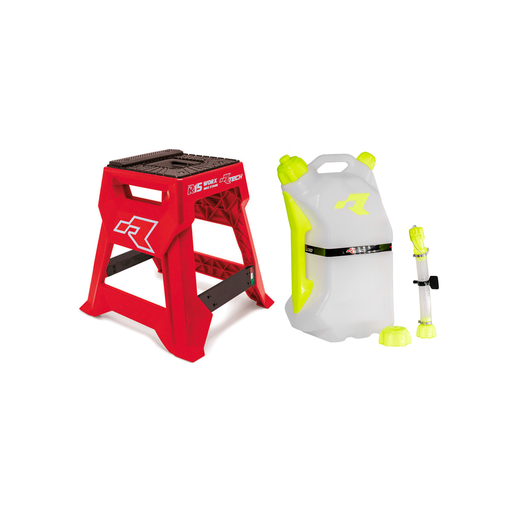 [CPD-CAVMX0015RS-GASCAGI0017] RTech R15 Worx Bike Stand + 4 Gal Gas Can Bundle - Red