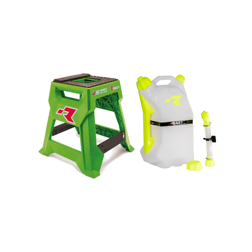 [CPD-CAVMX0015VF-GASCAGI0017] RTech R15 Worx Bike Stand + 4 Gal Gas Can Bundle - Neon Green