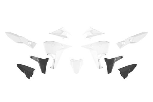 [RTECH-R-KITKOV-BN1-025] RTech Revolution Plastic Kit for Kove X Pro & Rally 800 Bikes (2024-2025) - 6 PCS - (White/Black)