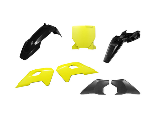 [RTECH-R-KITHSQ-NG0-050] RTech Plastic Kit for Husqvarna TC 50 Bikes (2024-2025) - 6 PCS - (Black/Husqvarna Lemon Yellow)