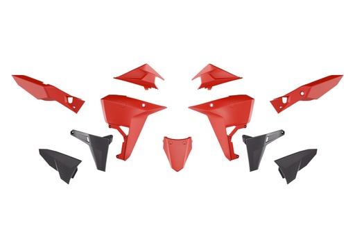 [RTECH-R-KITKOV-RG1-025] RTech Revolution Plastic Kit for Kove X Pro & Rally 800 Bikes (2024-2025) - 6 PCS - (Red/Black)