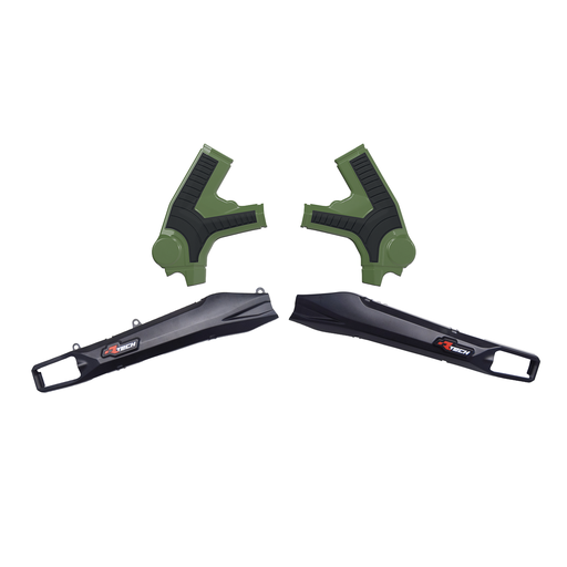 [CPD-R-PFCPRTSURVNNR4] RTech Plastic Frame & Swingarm Protectors Bundle for Sur-Ron Ultra Bee Models (2023 to 2025) - (Military Green / Black)