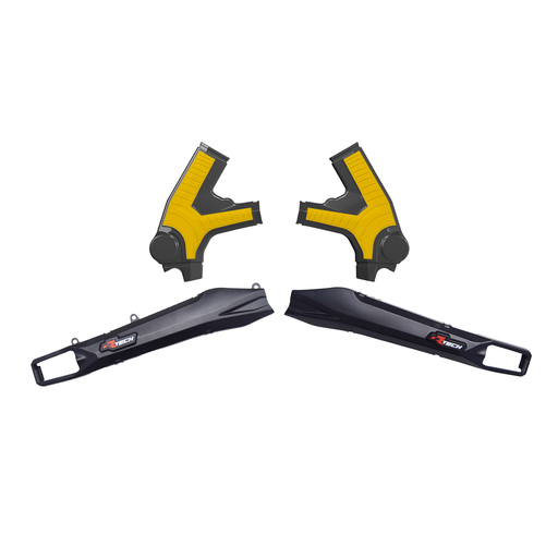 [CPD-R-PFCPRTSURNRGI4] RTech Plastic Frame & Swingarm Protectors Bundle for Sur-Ron Ultra Bee Models (2023 to 2025) - (Black / Yellow)