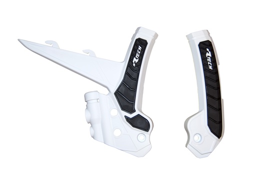 [RTECH-R-PRTGASBNNR1] RTech Bi-Material Frame Protectors for GasGas Bikes (2024-2025) - (White/Black)