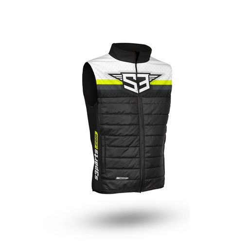 [S3-YX-BF-M] S3 Gilet Lightweight Hybrid Insulated Racing Vest - Medium - (Black/Fluorescent Yellow)