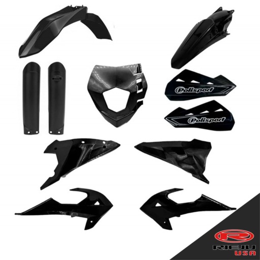 [RIEJU-0/K00.570.9108] RIEJU 0/K00.570.9108 Complete Plastics Kit for MR Pro Series Bikes - 11 PCS - (Black)